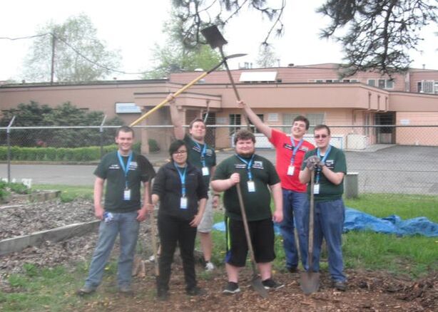Community Service Volunteers after completing a work project at the Eugene Mission.