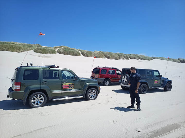 A Special Vehicle Operations training patrol on the Oregon Dunes near Florence, Oregon..