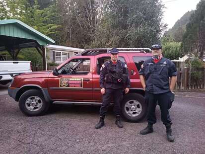 Central Aid Agency personnel at the Oakridge Fish Hatchery during the 2021 Kwis Fire Response.